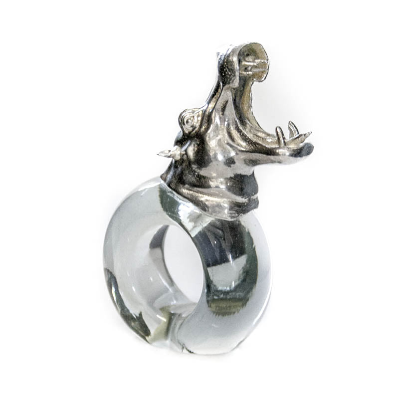 Glass napkin ring pewter-animal