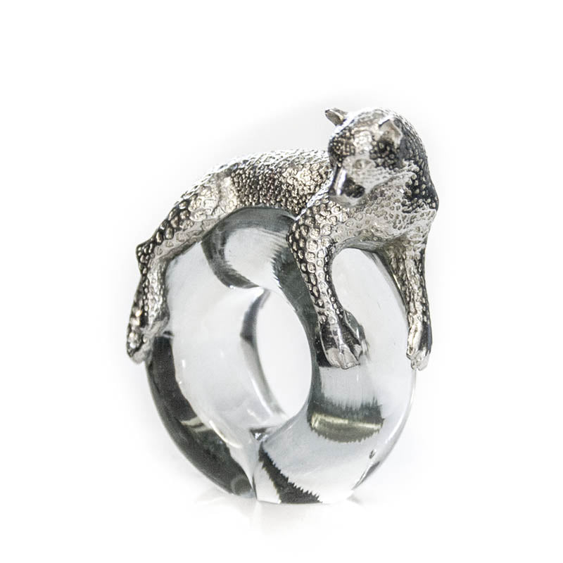 Glass napkin ring pewter-animal