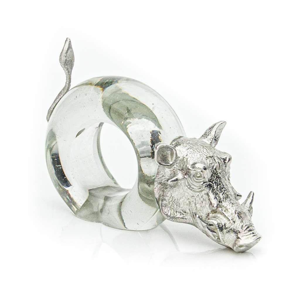 Glass napkin ring pewter-animal