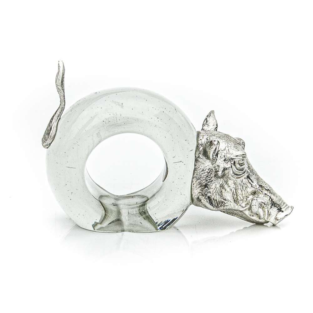 Glass napkin ring pewter-animal