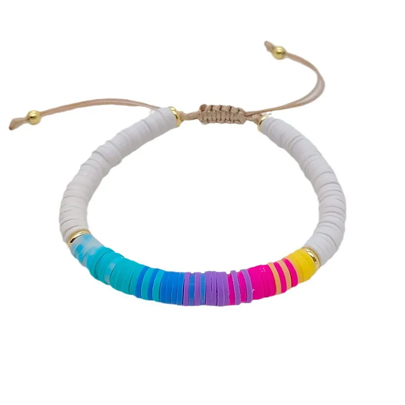Funky ethnic beaded clay adjustable bracelet