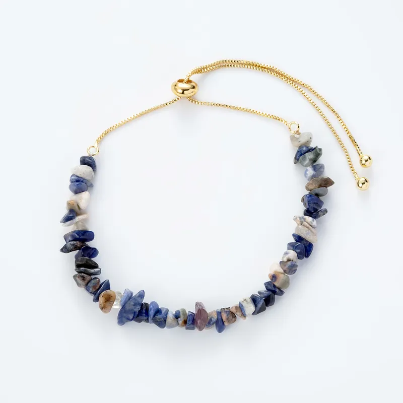 14ct gold adjustable gemstone bracelet
