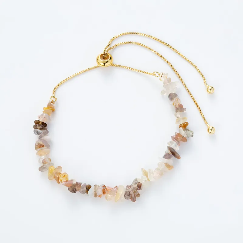 14ct gold adjustable gemstone bracelet