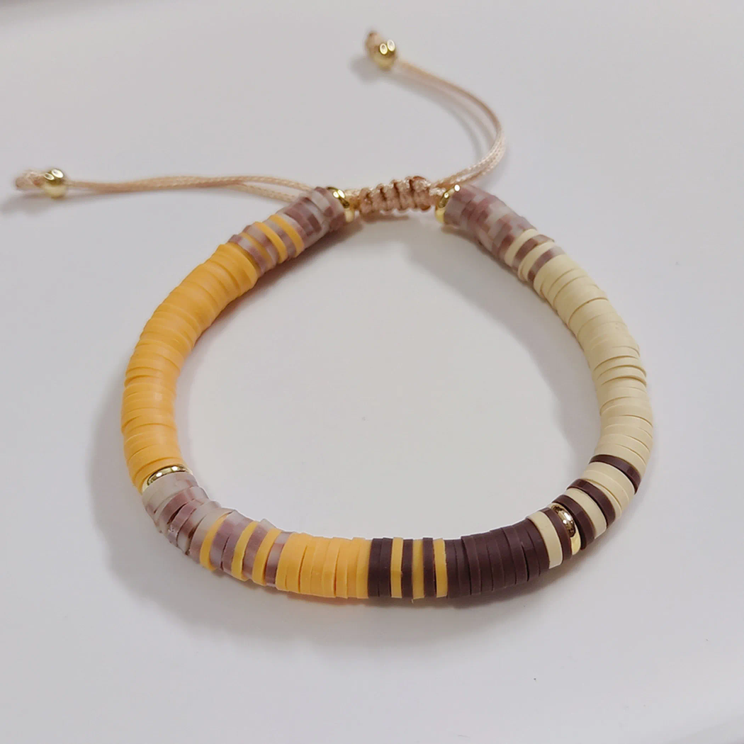 Funky ethnic beaded clay adjustable bracelet