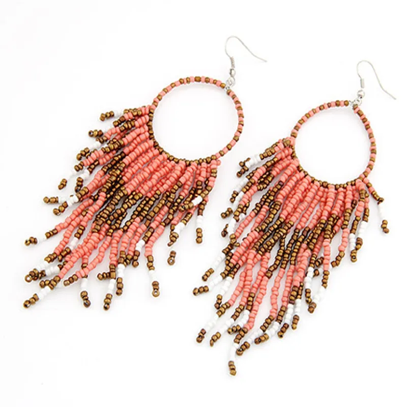 Bohemian style beaded tassle earrings