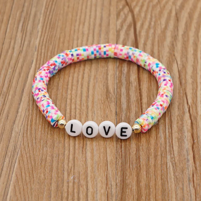 Stretch Funky coloured clay bracelet