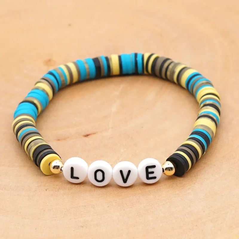 Stretch Funky coloured clay bracelet