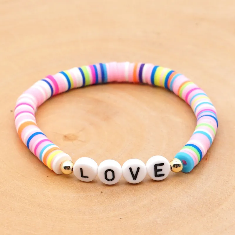 Stretch Funky coloured clay bracelet
