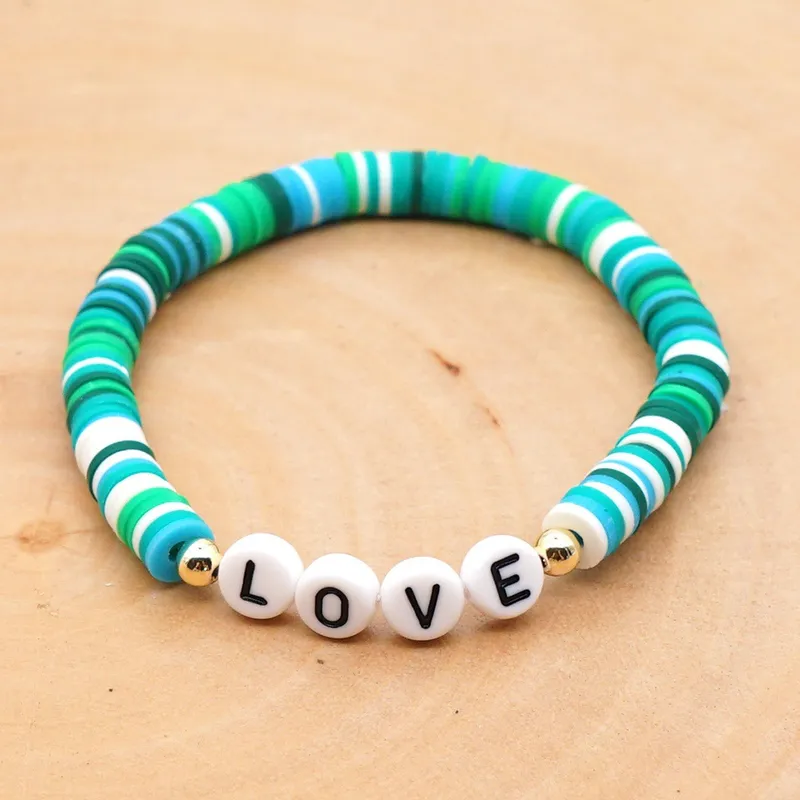 Stretch Funky coloured clay bracelet