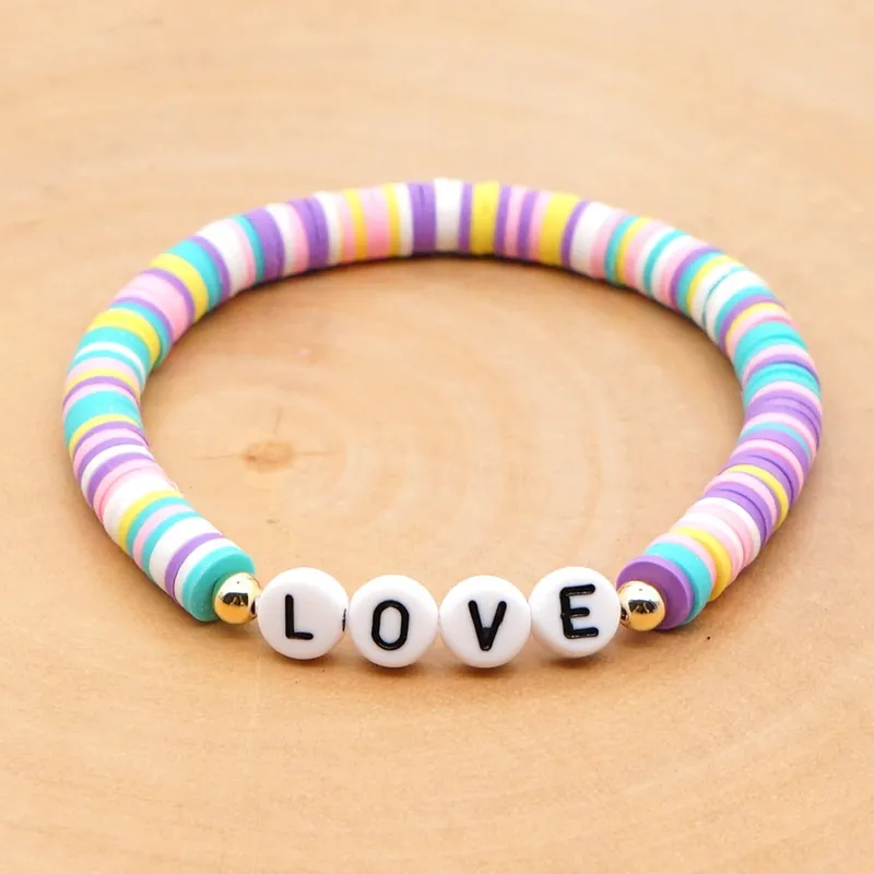 Stretch Funky coloured clay bracelet