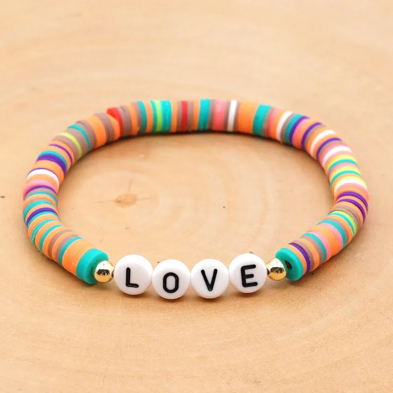 Stretch Funky coloured clay bracelet