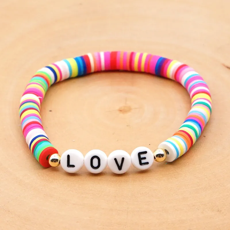 Stretch Funky coloured clay bracelet