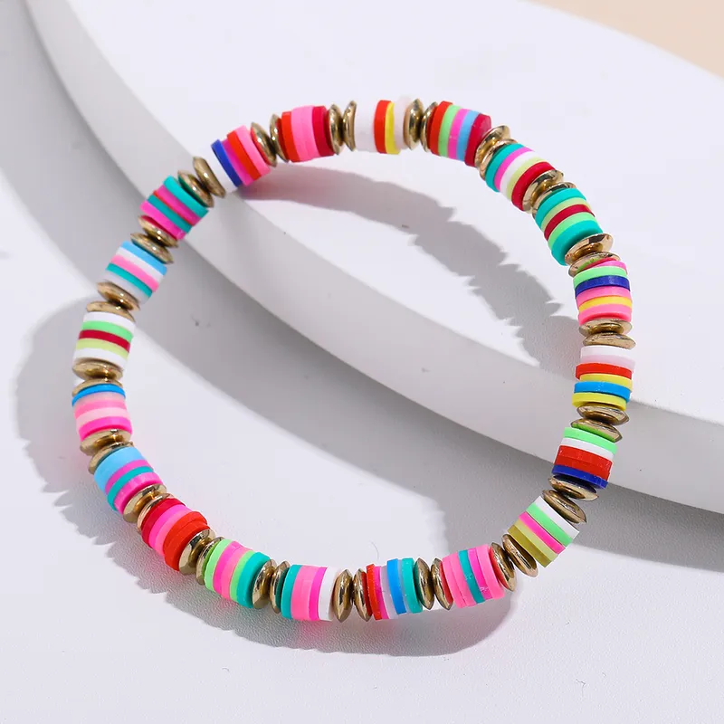 Stretch Funky coloured clay bracelet