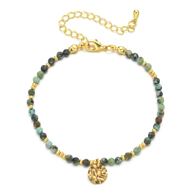 18ct gold plated disc with gemstones chain
