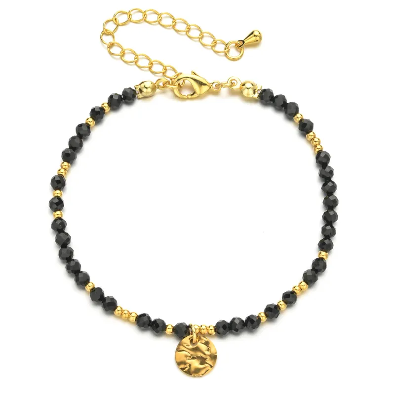 18ct gold plated disc with gemstones chain