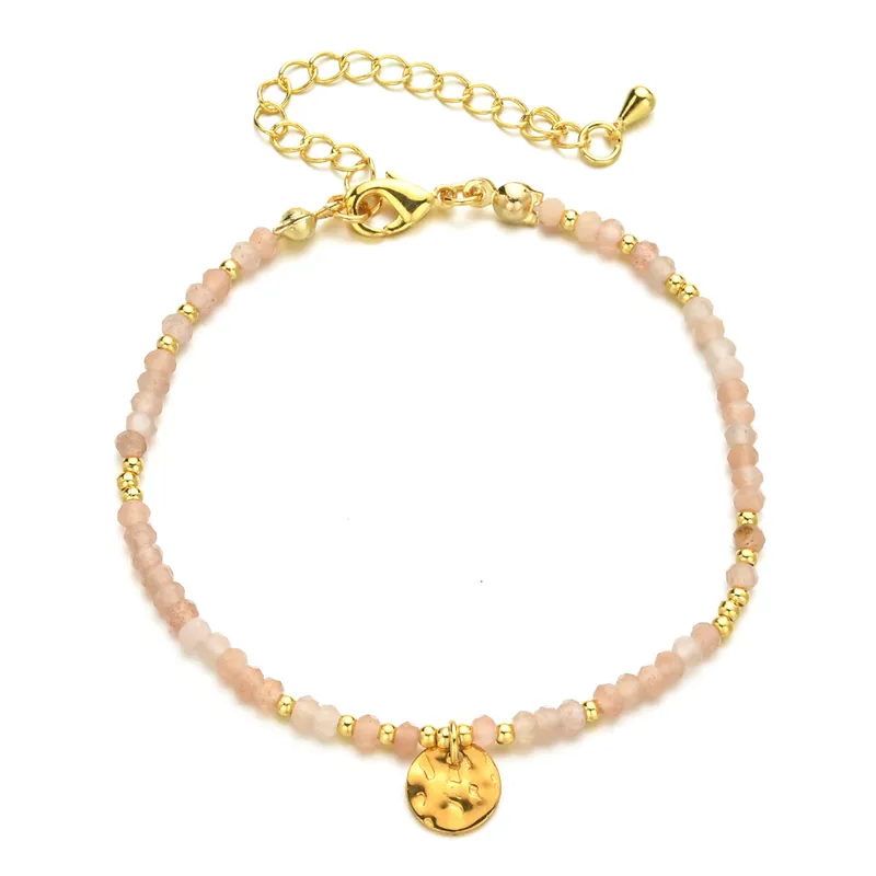 18ct gold plated disc with gemstones chain