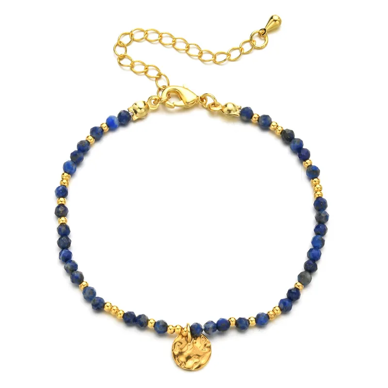 18ct gold plated disc with gemstones chain