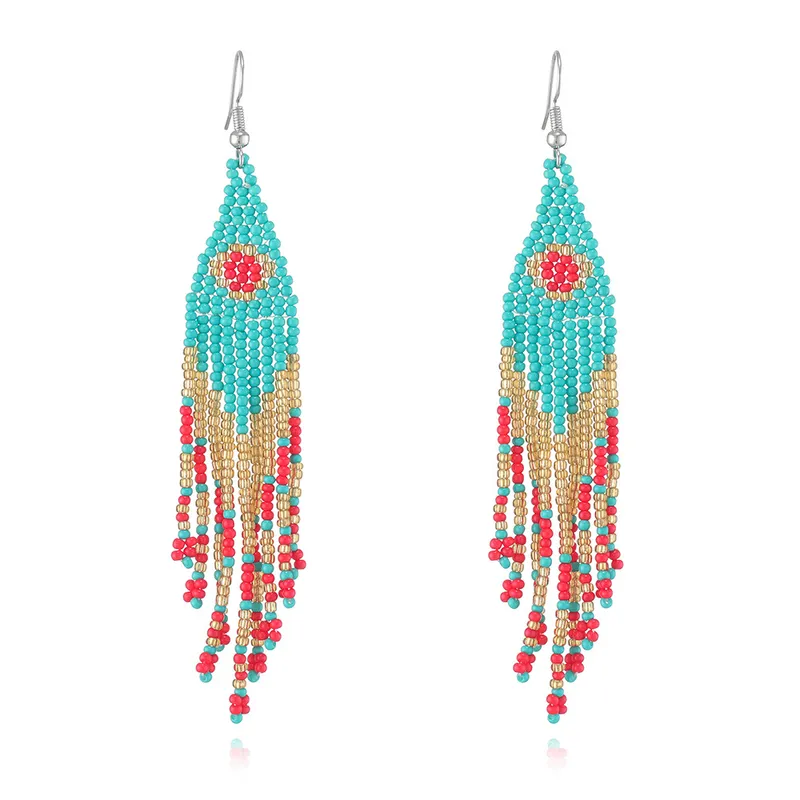 Bohemian style beaded tassle earrings