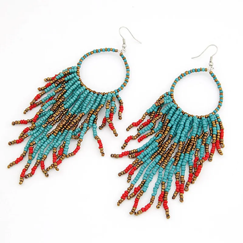Bohemian style beaded tassle earrings