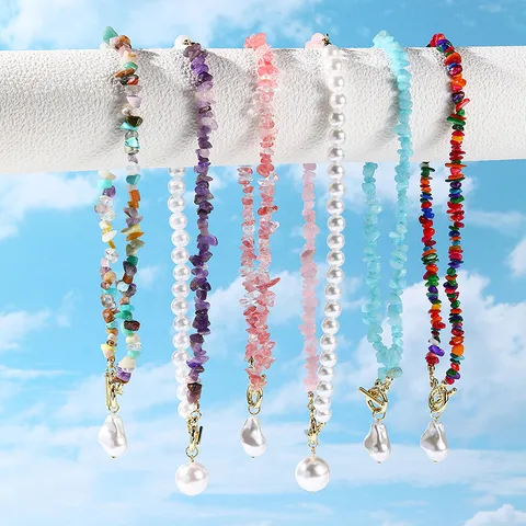Gemstone Necklace with pearl