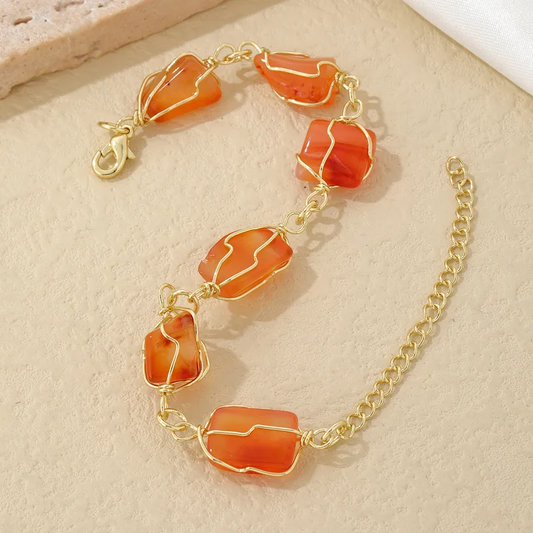 Wire wrapped gemstone bracelet