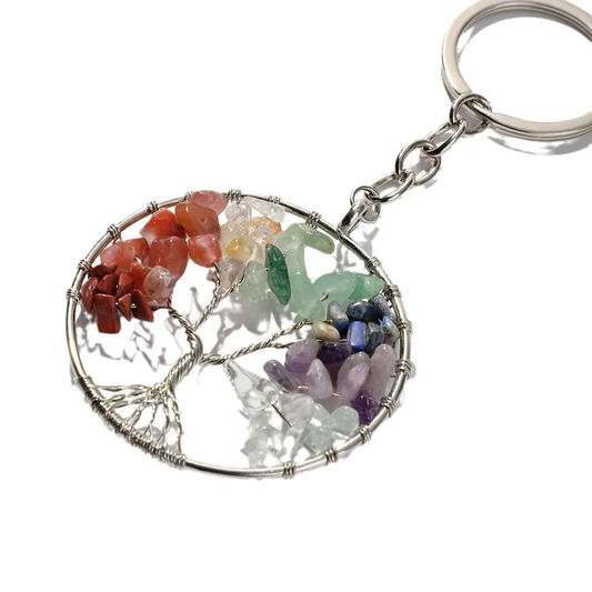 Keyring tree of life gemstones
