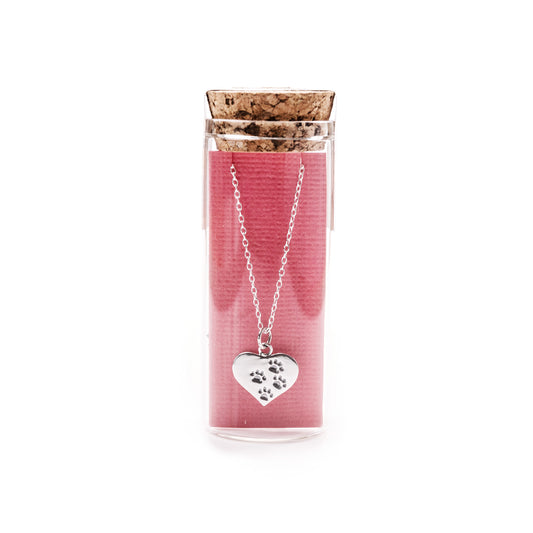 Paw print heart necklace