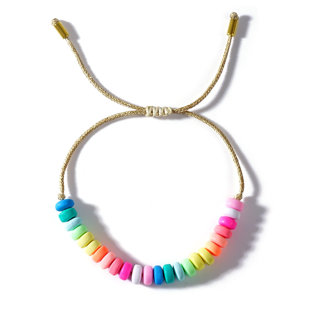 Funky ethnic beaded clay adjustable bracelet