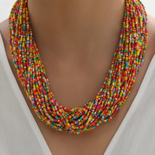 Multicolour seed bead necklace