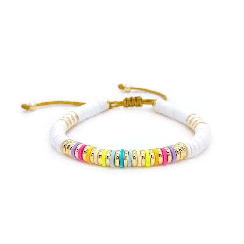 Funky ethnic beaded clay adjustable bracelet