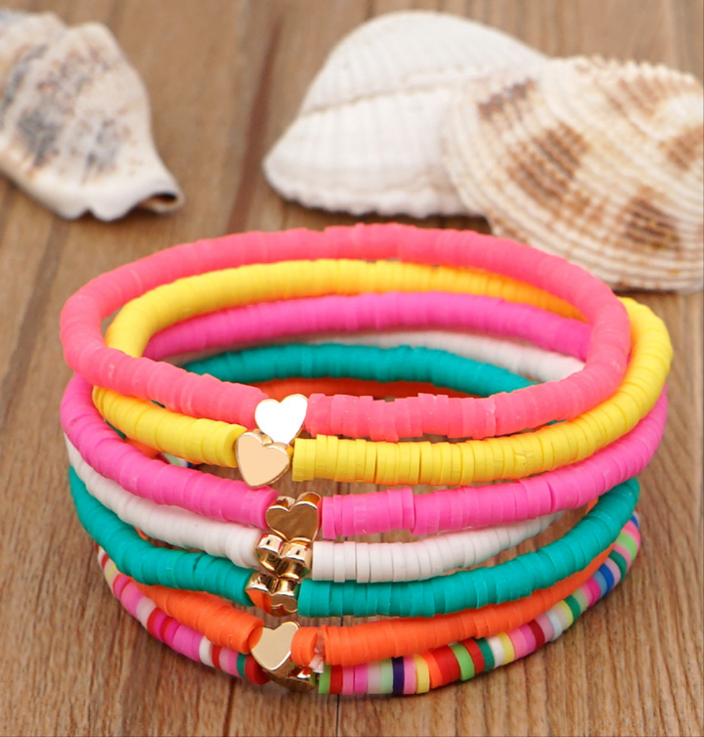 Stretch Funky coloured clay bracelet