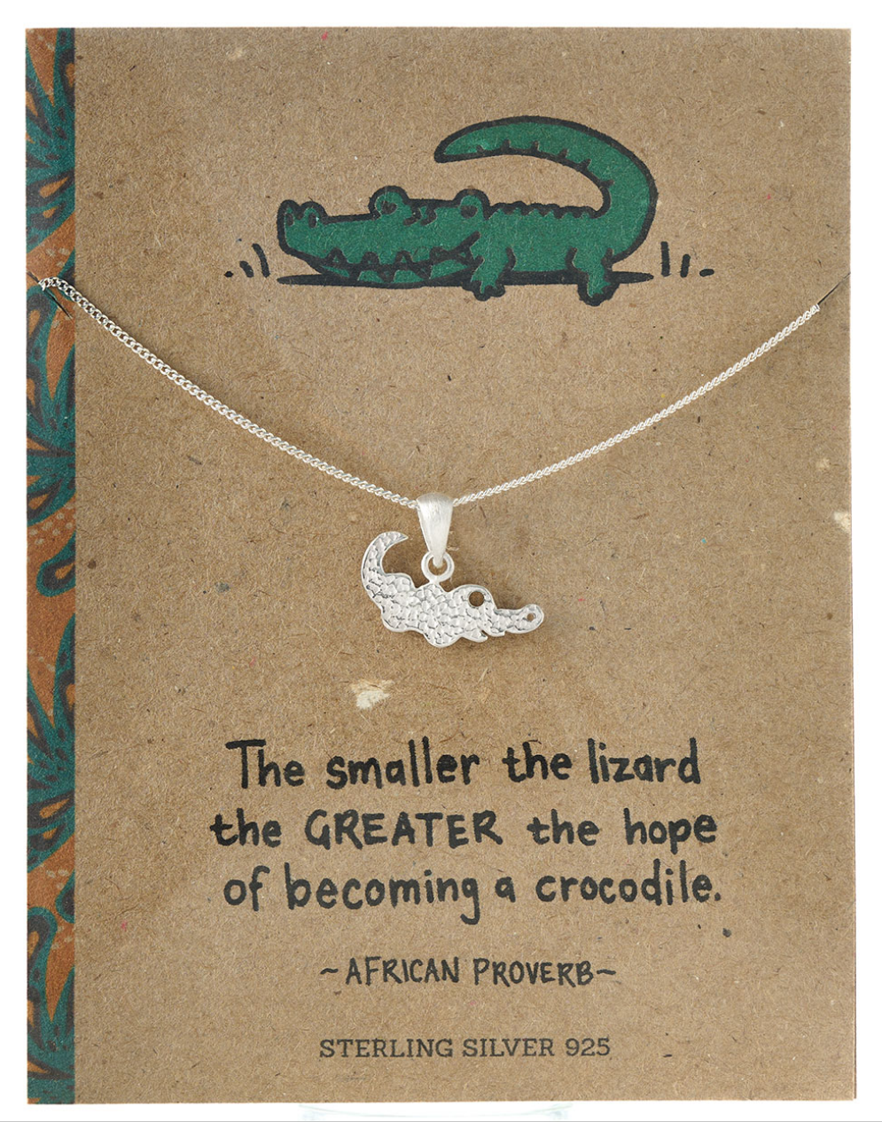 Hammered cute croc necklace