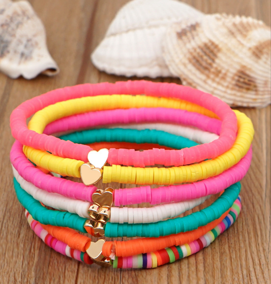 Stretch Funky coloured clay bracelet