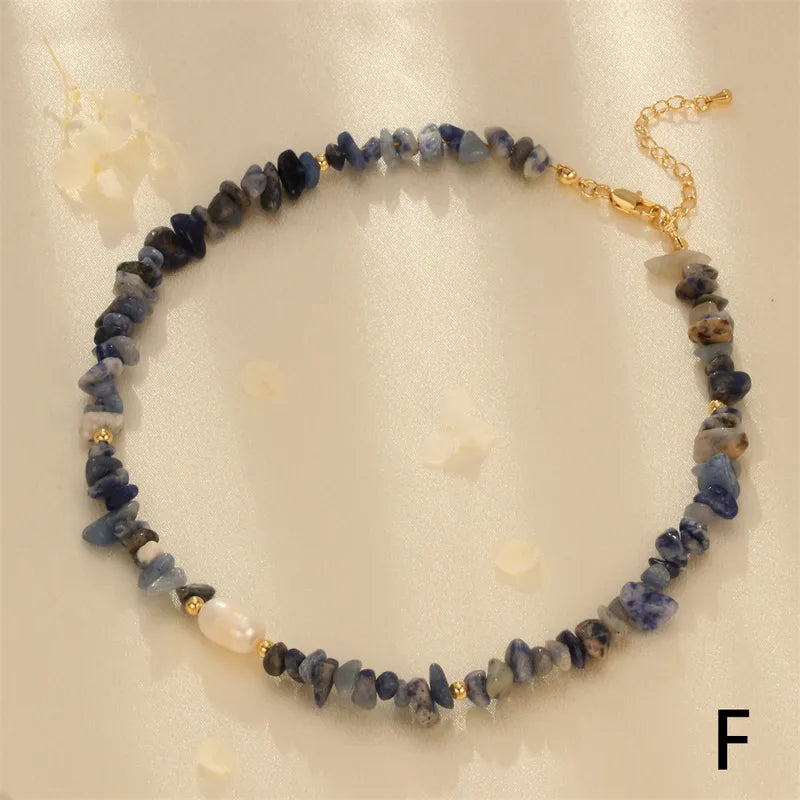 Gemstone Chip & Pearl Choker