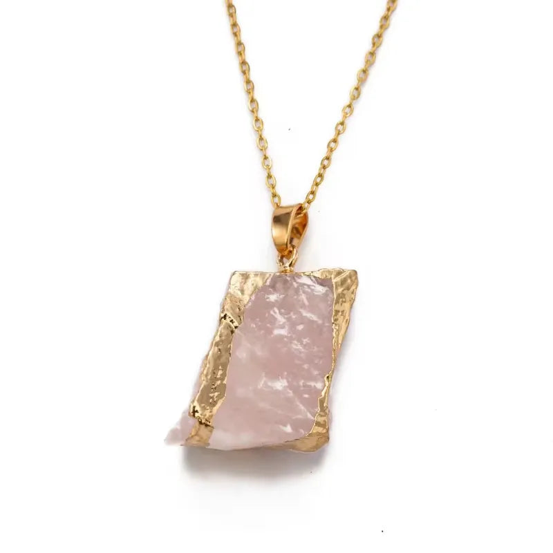 Natural raw stone gold foil pendant