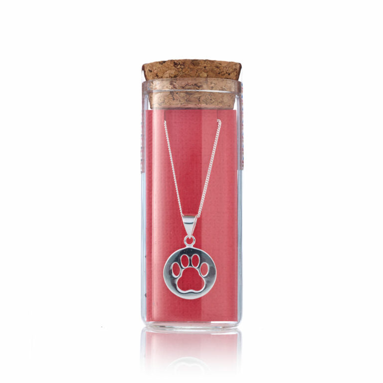 Paw print disc necklace