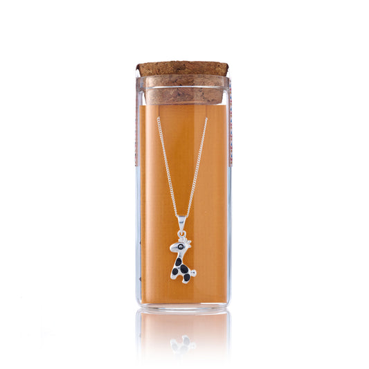 Enamel spot giraffe necklace
