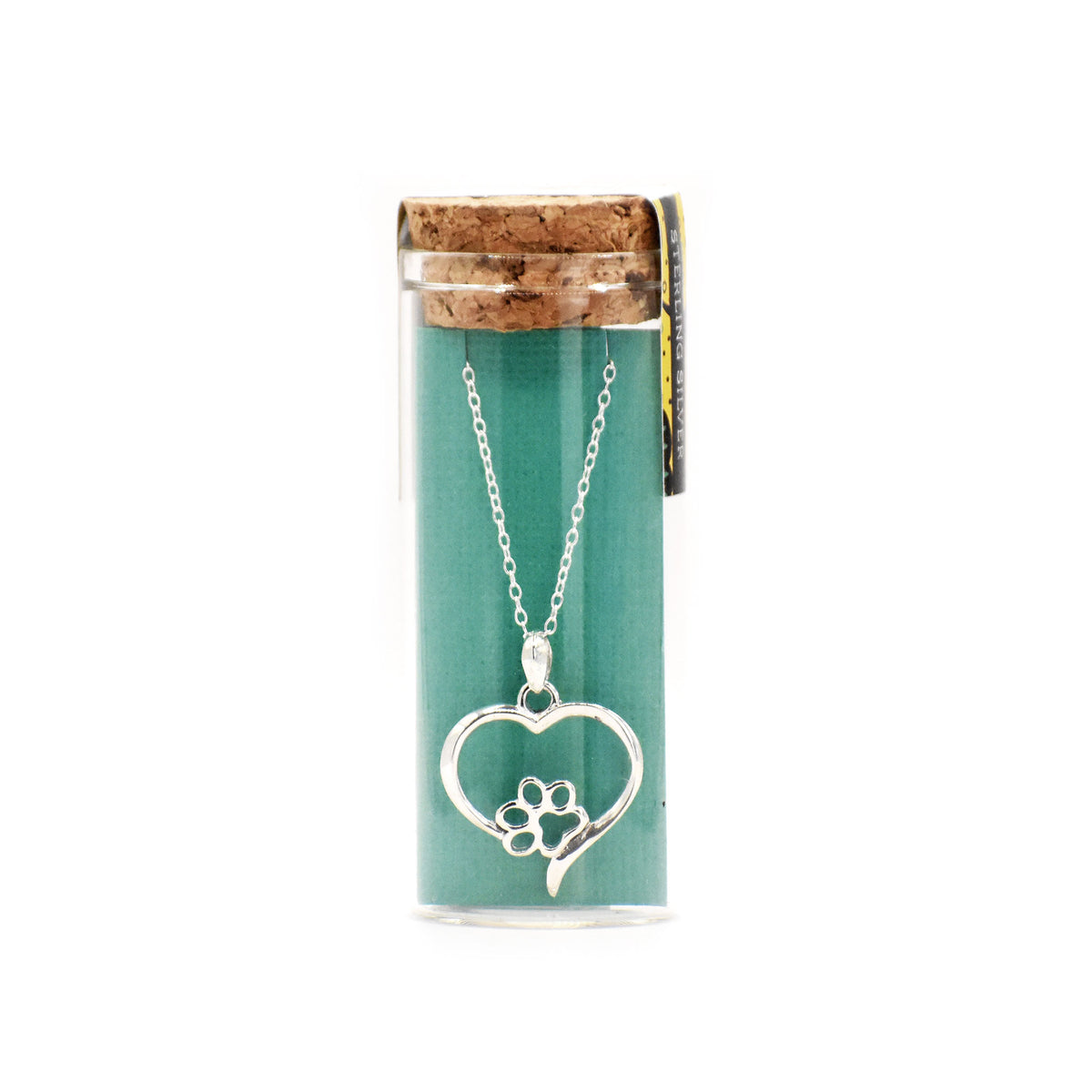 Paw Print Outline Heart Necklace