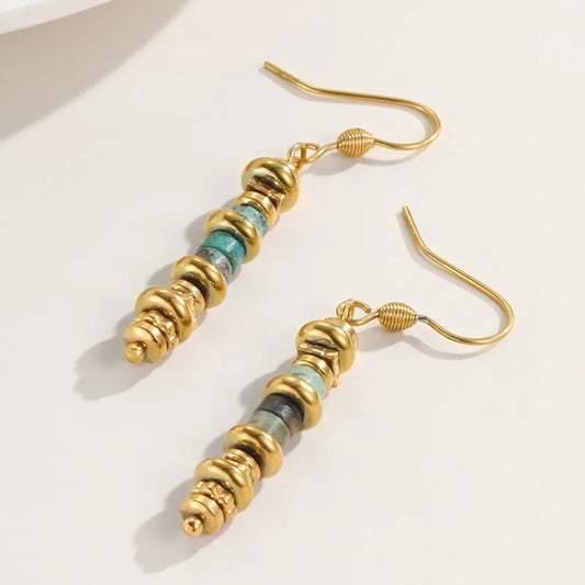 18K gold plated round stone drops