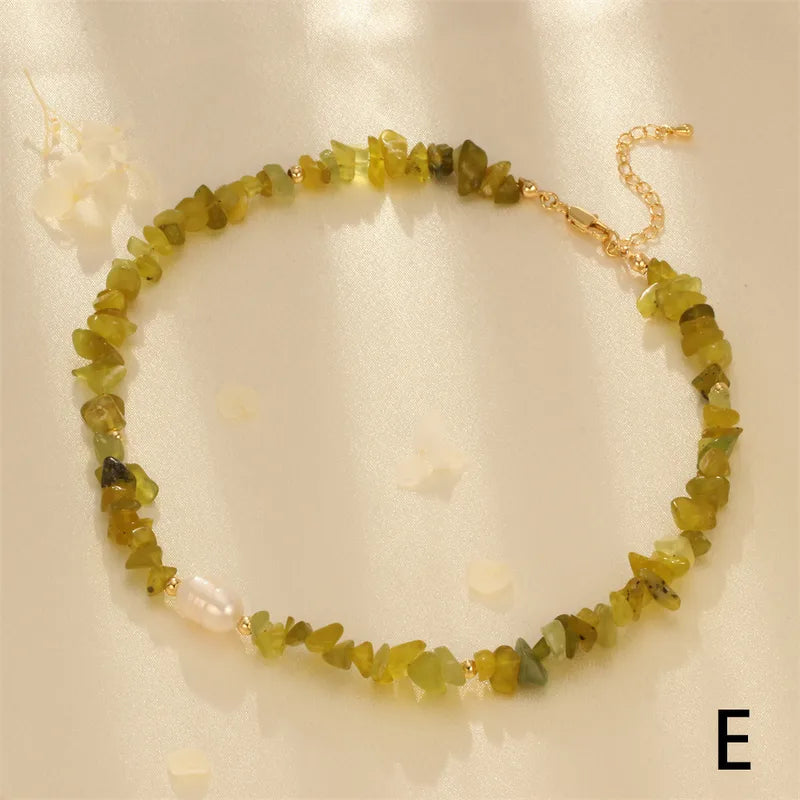 Gemstone Chip & Pearl Choker