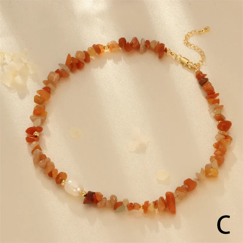Gemstone Chip & Pearl Choker