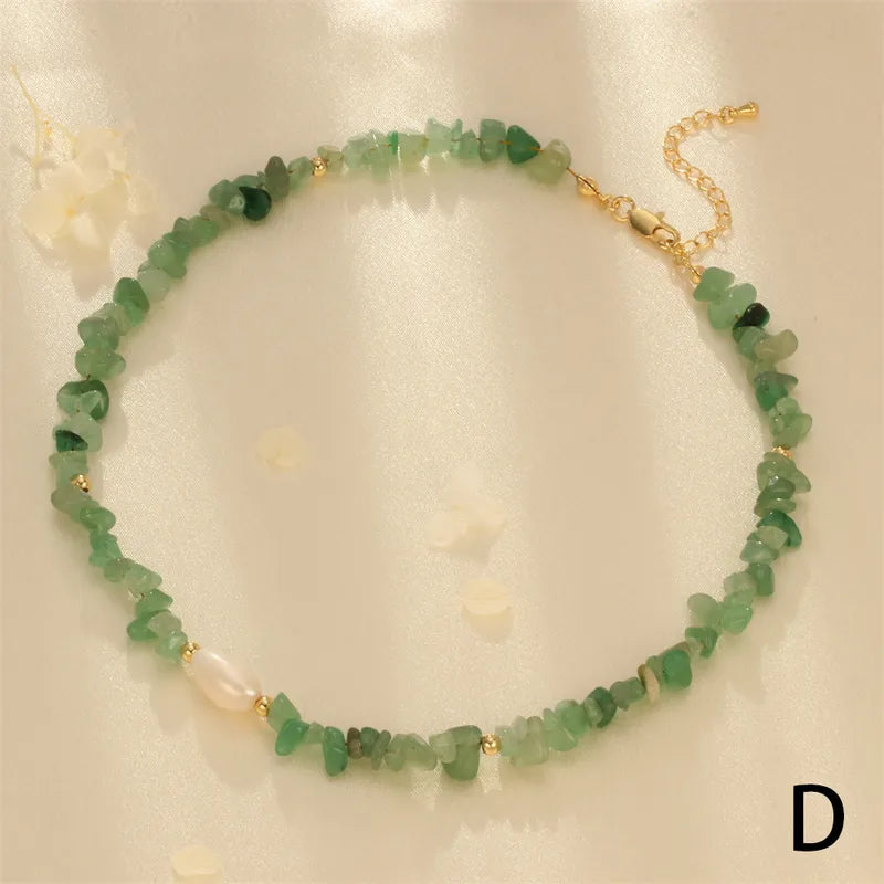 Gemstone Chip & Pearl Choker
