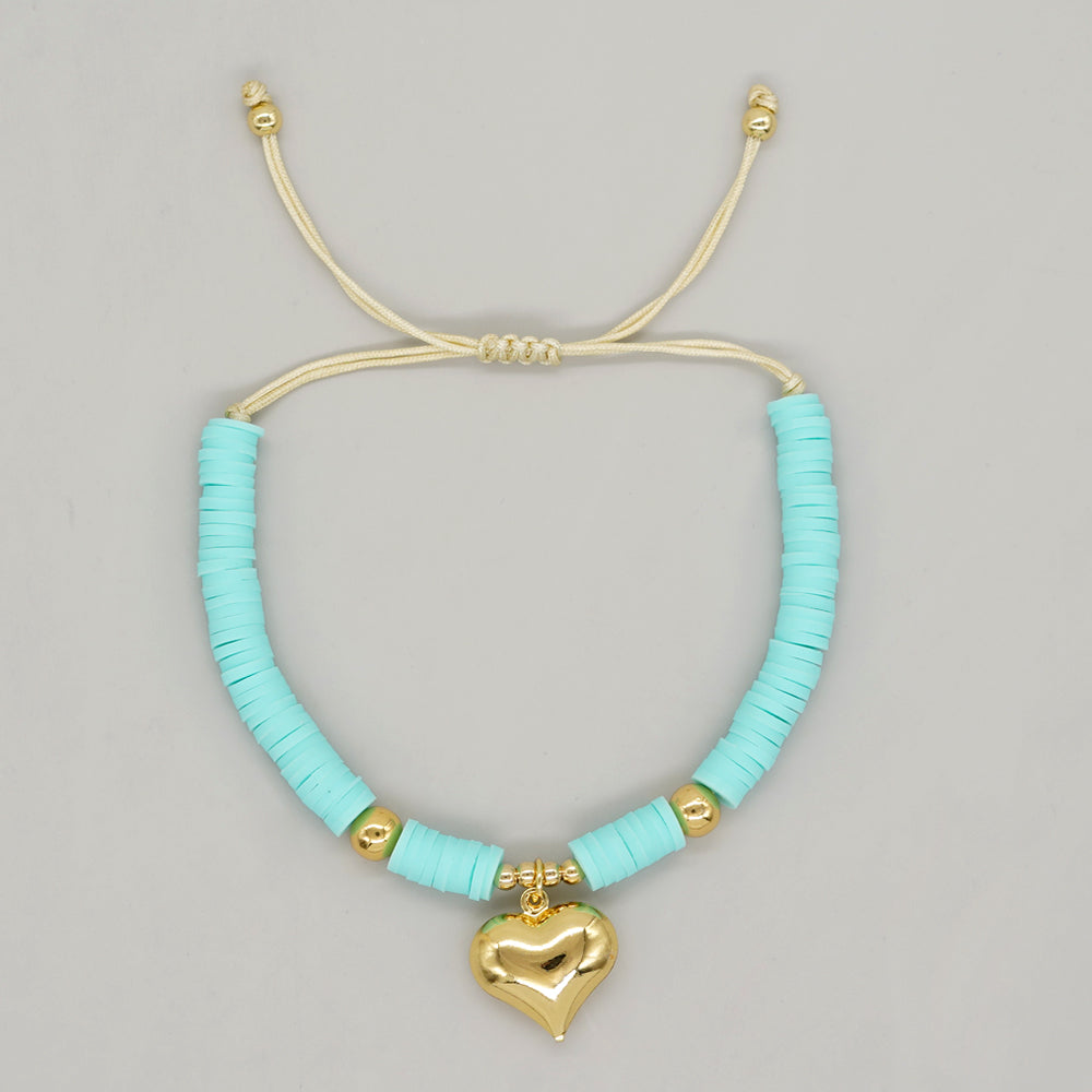 Funky ethnic beaded clay adjustable bracelet