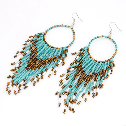 Bohemian style beaded tassle earrings