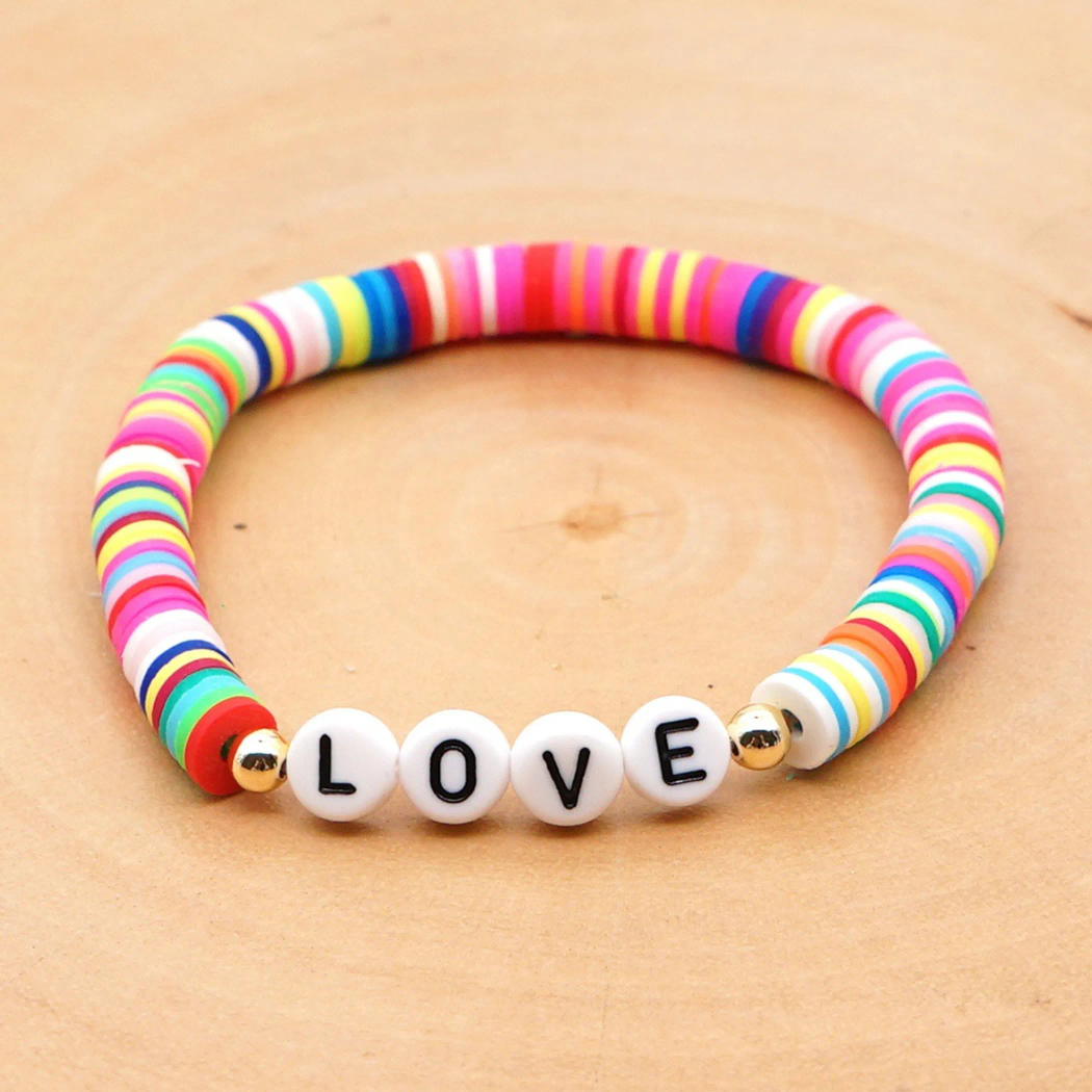 Stretch Funky coloured clay bracelet