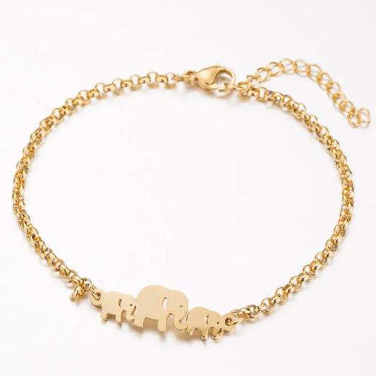 18ct gold plated steel elephant bracelet