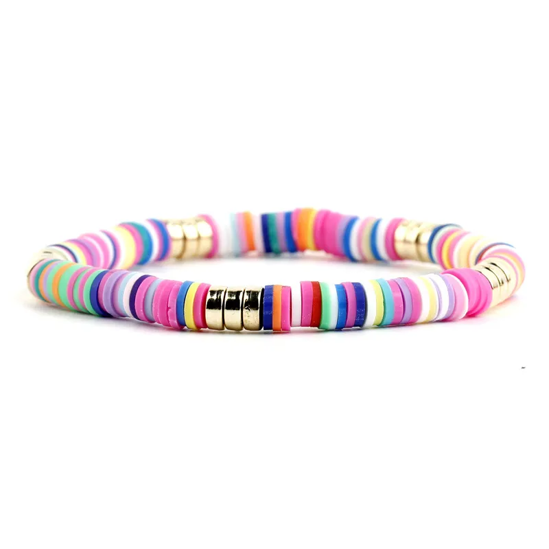 Funky ethnic clay stretch bracelet