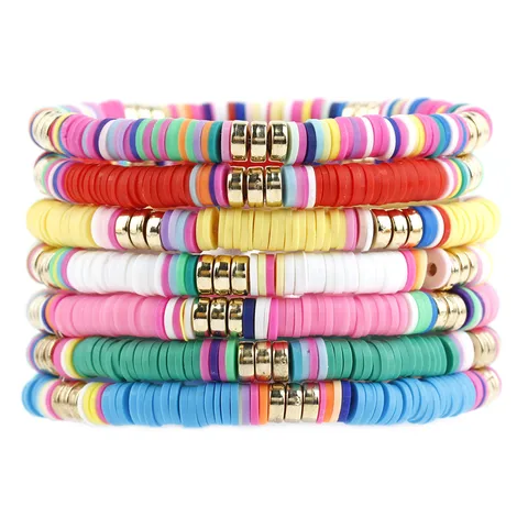 Funky ethnic clay stretch bracelet