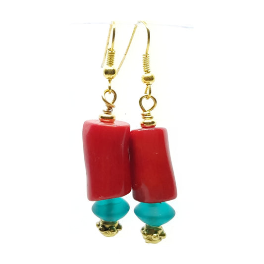 Earrings Coral & Crystal