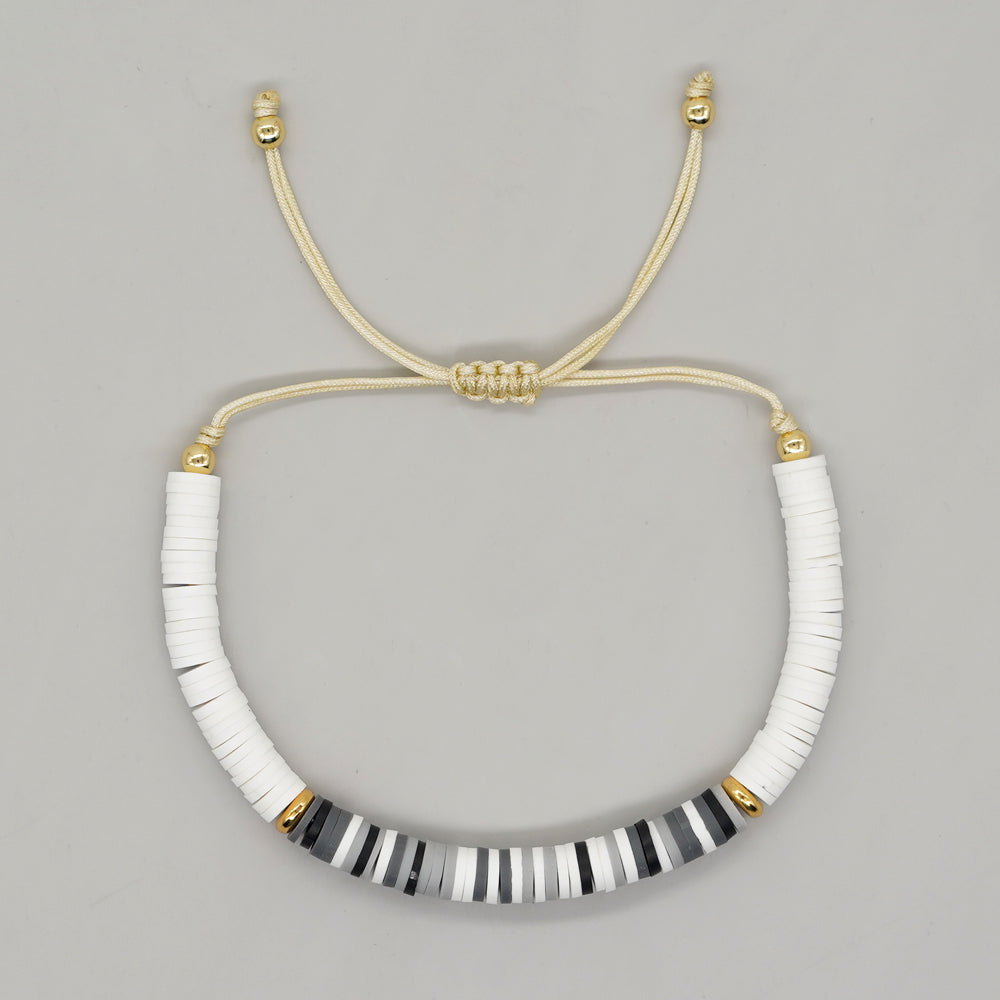 Funky ethnic beaded clay adjustable bracelet